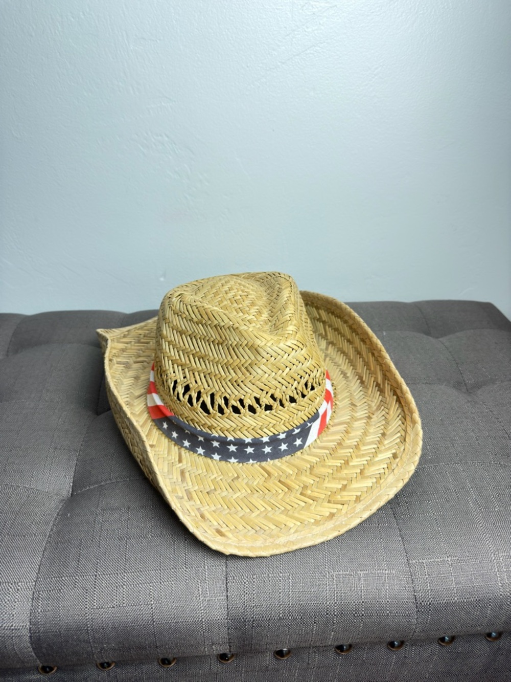 Straw Cowboy Hat American Flag Band Western Cowgirl Hat Festival Rodeo Summer